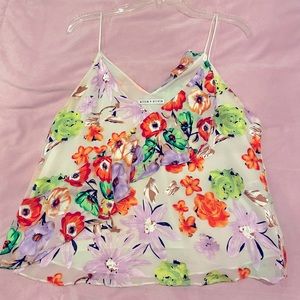 Alice and Olivia White Floral Tank Top, size M.
